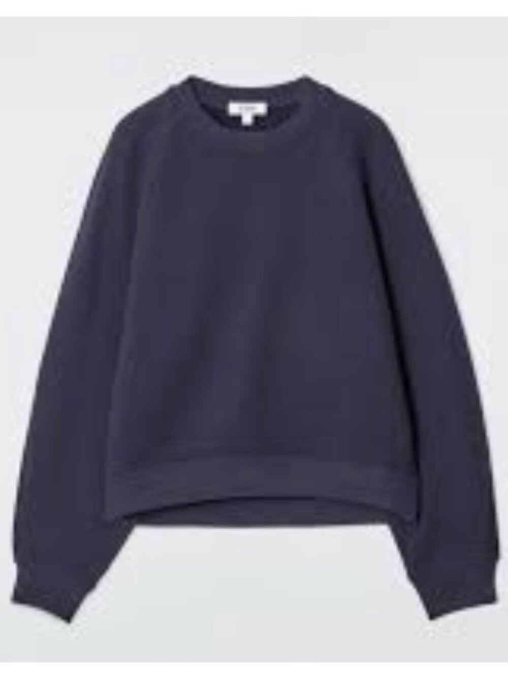 COS DISTRESSED ROUNDED COTTON-JERSEY SWEATSHIRT IN NAVY SIZE SMALL